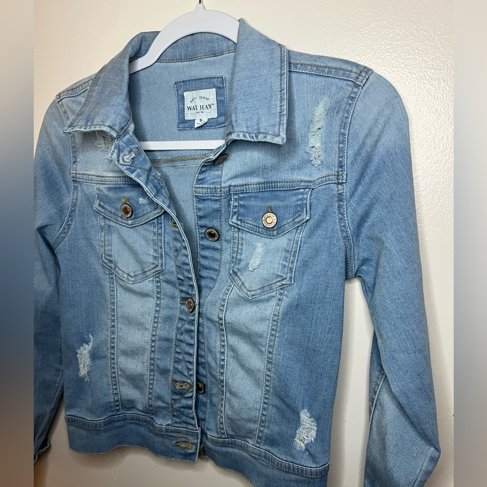 Wax Jean Distressed Denim Jacket - Size Small